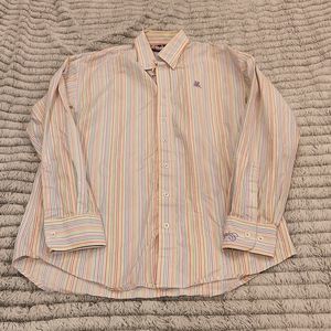 Pastel striped button down Coogi shirt size L.